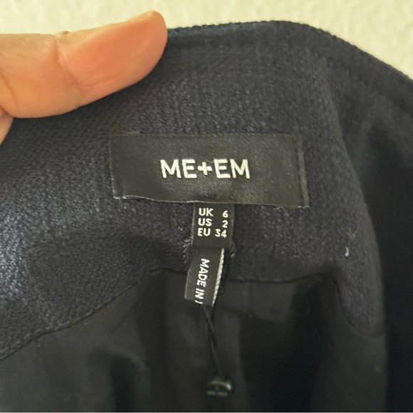 NWT me + em cotton textured skirt navy blue size 2 raw hem - Picture 5 of 9